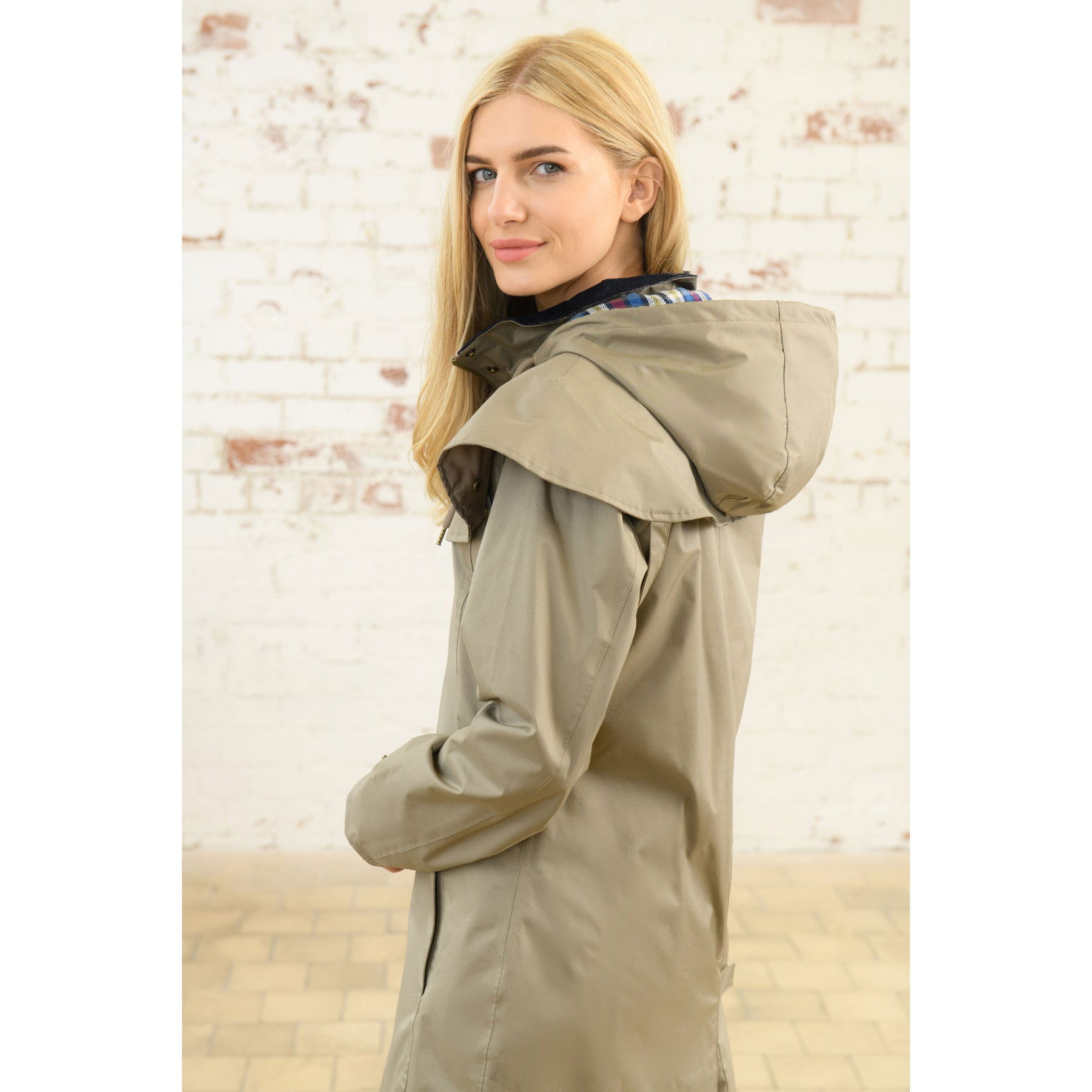 Khaki raincoat with on sale hood